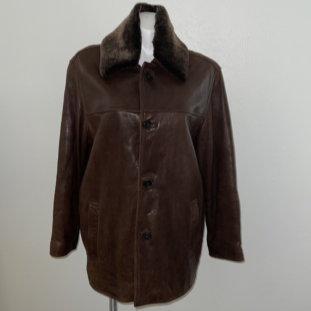 ANDREW MARC New York Leather MenS Size Large, Brown Coat Jacket. - Picture 2 of 16